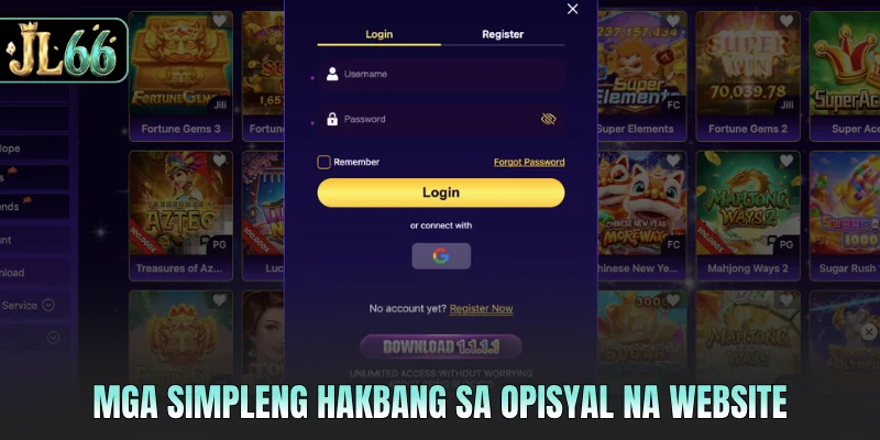 Mga simpleng hakbang sa opisyal na website