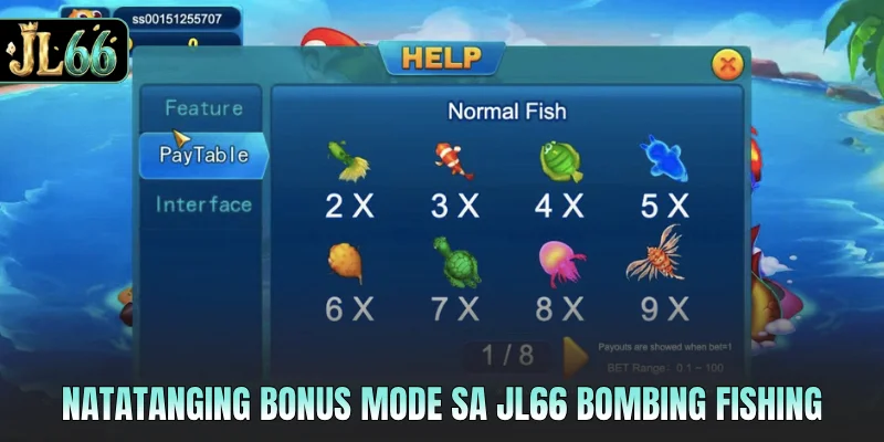 Natatanging bonus mode sa JL66 bombing fishing